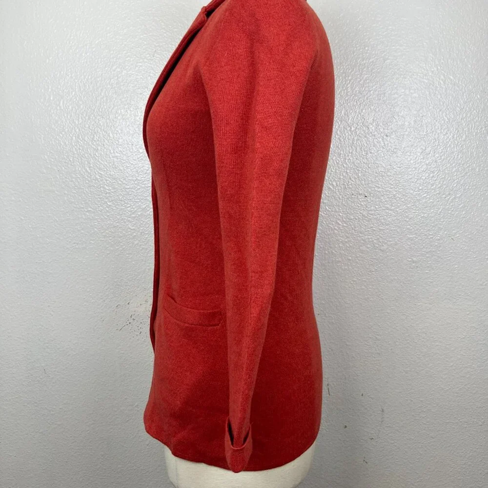 J Crew Sweater Blazer Womens XXS Burnt Orange Rust Jacket Two Button Pockets‎